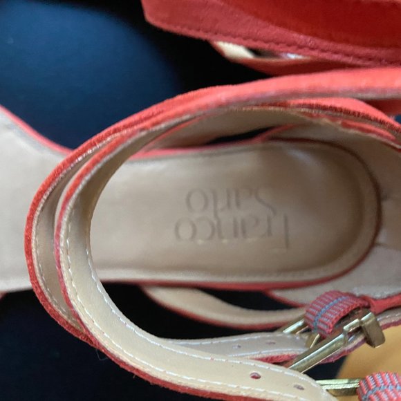Franco Sarto Orange Suede Block Sandals 6.5 - Picture 5 of 8